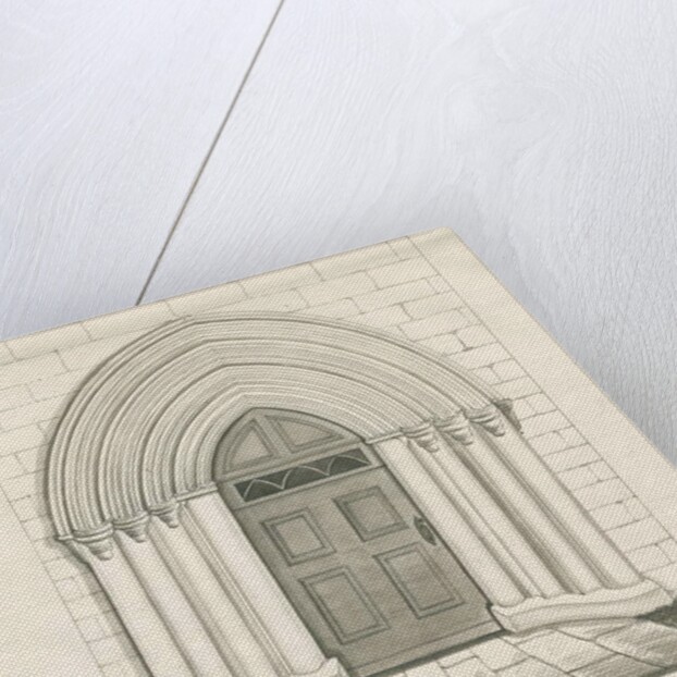 Uttoxeter Church - South Door: pen and wash drawing by John Robert Fernyhough