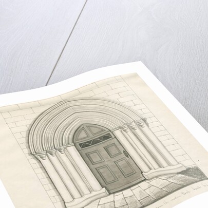 Uttoxeter Church - South Door: pen and wash drawing by John Robert Fernyhough