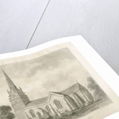 Wombourne Church: sepia drawing, 1845 by John Buckler