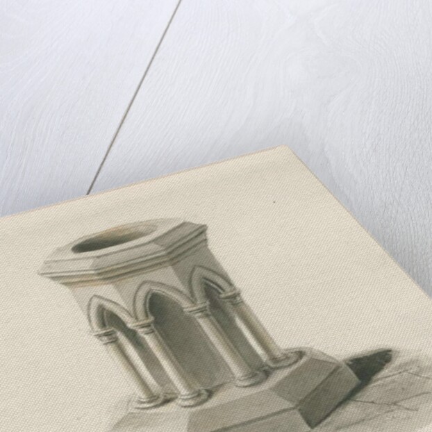 Font in Walton-on-the-Hill Church by John Buckler