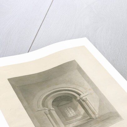 Waterfall Church - Interior of Chancel: sepia drawing, 1847 by John Buckler