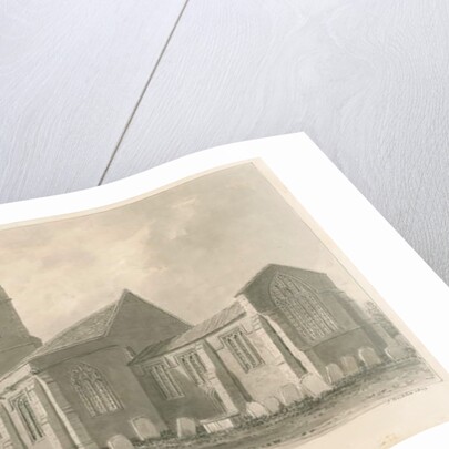 Yoxall Church: sepia drawing, 1839 by John Buckler