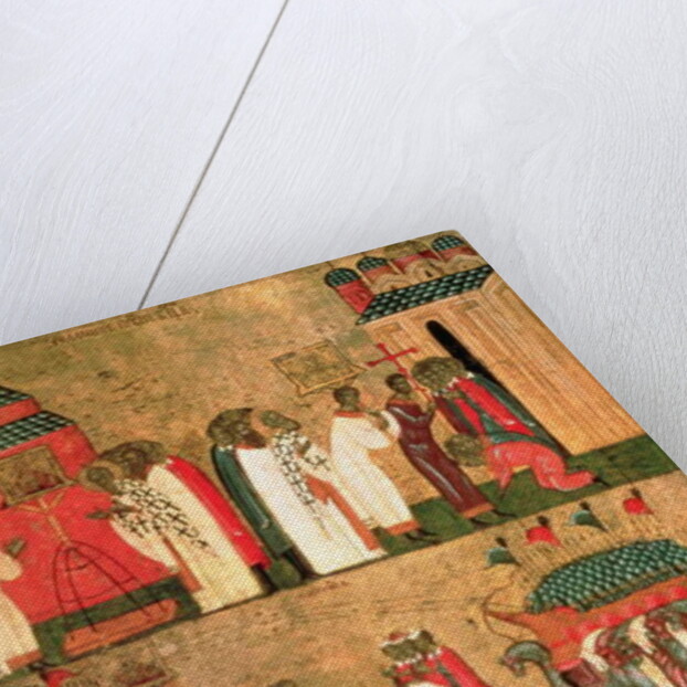 Battle of the Novgorodians with the Suzdalians, Novgorod School, mid 15th century by School Russian