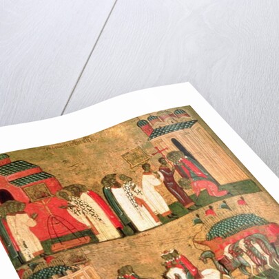 Battle of the Novgorodians with the Suzdalians, Novgorod School, mid 15th century by School Russian