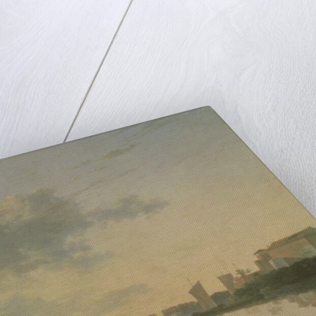 A Wooden Barge on the River by Sunset by Adam Pynacker