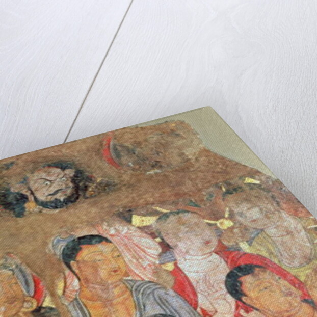 Group of monks and Buddha, from the Shikshin Monastery, Karashar, 9th-10th century by Xingjiang Xingjiang