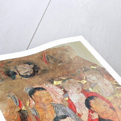 Group of monks and Buddha, from the Shikshin Monastery, Karashar, 9th-10th century by Xingjiang Xingjiang