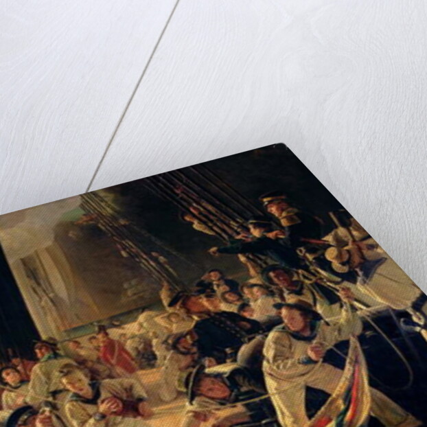 On the deck during a sea battle, 1855 by Francois Auguste Biard