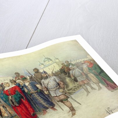 Joining of Great Novgorod, Novgorodians Departing to Moscow, 1880 by Aleksei Danilovich Kivshenko