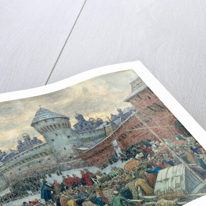 Ancient Moscow, departure after a fight by Apollinari Mikhailovich Vasnetsov