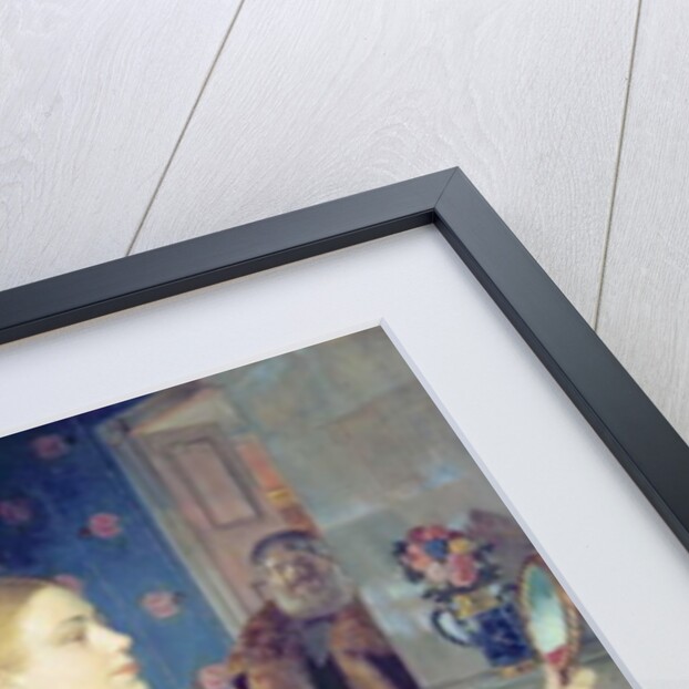 Merchant's woman with a mirror by Boris Mikhailovich Kustodiev