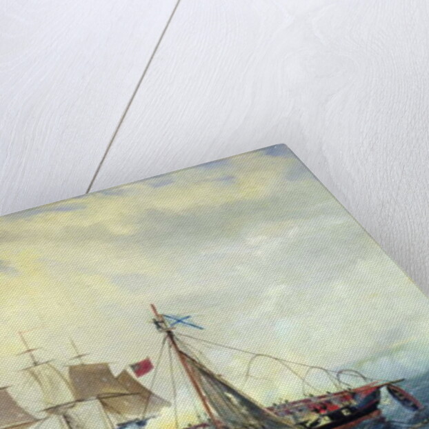 Battle between the Russian ship Opyt and a British frigate, off the coast of Nargen Island, 11th June 1808, 1889 by Leonid Demyanovich Blinov