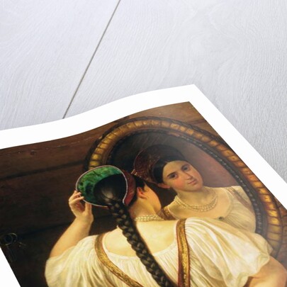 A girl at the mirror, 1848 by Philipp Osipovich Budkin