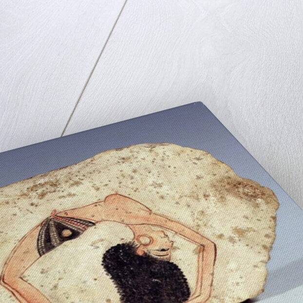 Fragment of a wall painting depicting an acrobatic dancer entertaining at court, New Kingdom by Egyptian 19th Dynasty