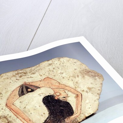 Fragment of a wall painting depicting an acrobatic dancer entertaining at court, New Kingdom by Egyptian 19th Dynasty