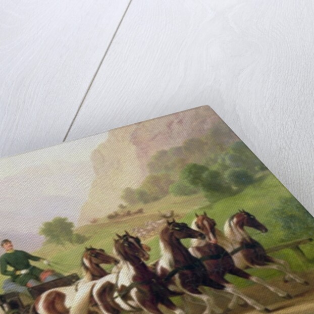 Emperor Franz Joseph I of Austria, being driven in his carriage with his wife Elizabeth of Bavaria in Bad Ischl, 1855 by Austrian School