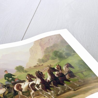 Emperor Franz Joseph I of Austria, being driven in his carriage with his wife Elizabeth of Bavaria in Bad Ischl, 1855 by Austrian School