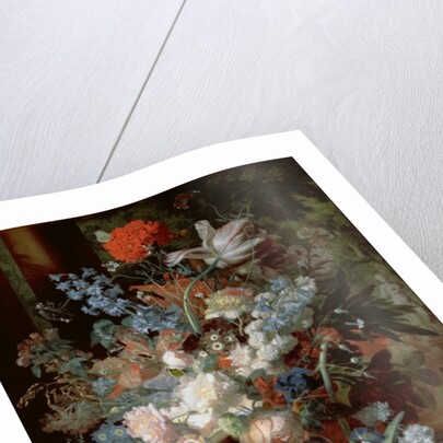 Bouquet of Flowers in a Landscape by Jan van Huysum