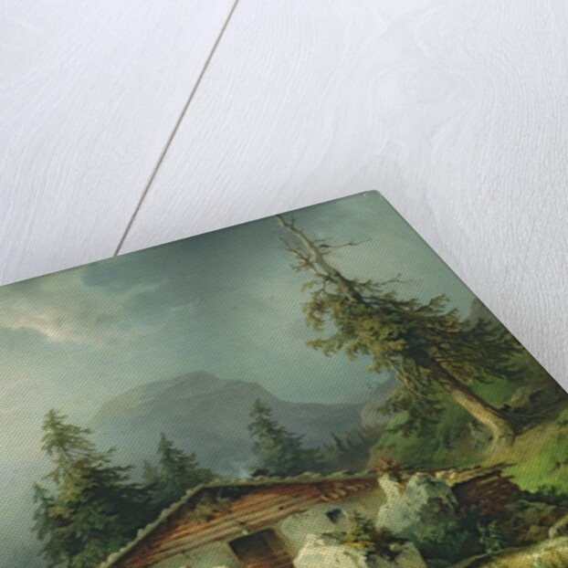 Alpine hut in Rainy Weather, 1850 by Friedrich Gauermann