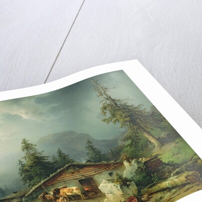 Alpine hut in Rainy Weather, 1850 by Friedrich Gauermann