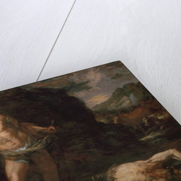 Hercules slays the giant Cacus and steals back the cattle of Geryon by Giambattista Langetti