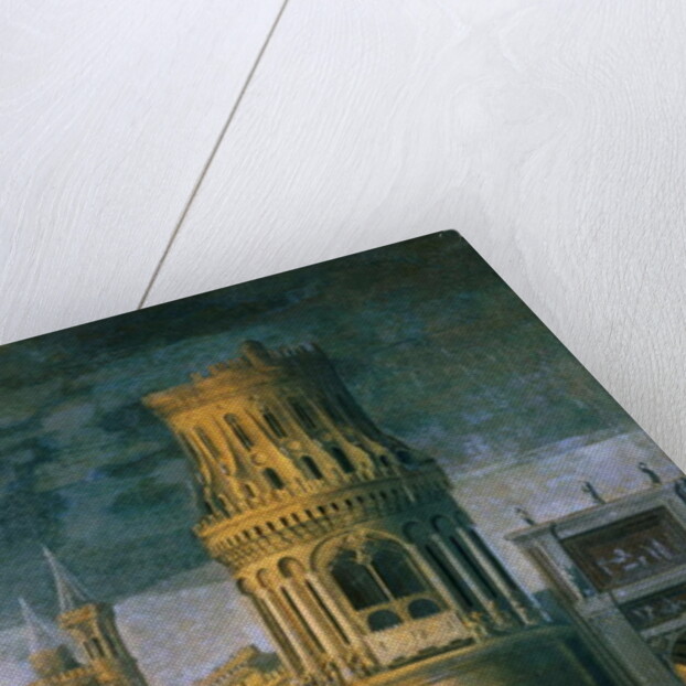 Architectural fantasy depicting the martyrdom of a female saint by Francois de Nome