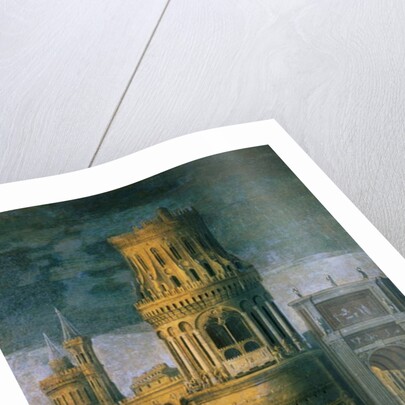 Architectural fantasy depicting the martyrdom of a female saint by Francois de Nome