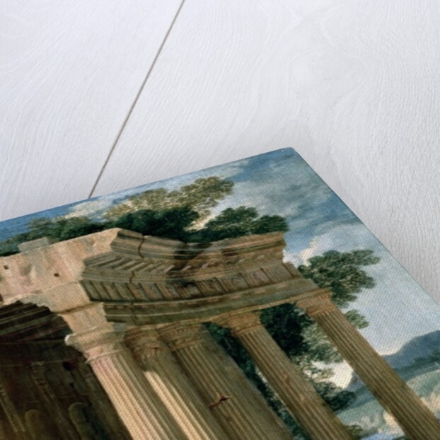 Landscape with ruins and a shepherd by Jean Lemaire