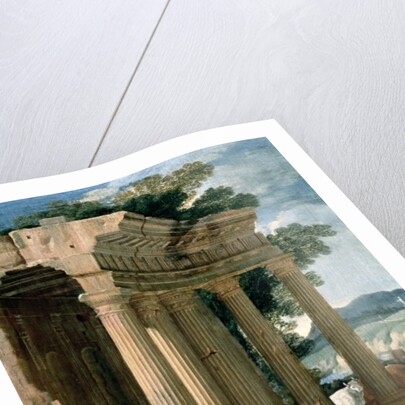 Landscape with ruins and a shepherd by Jean Lemaire