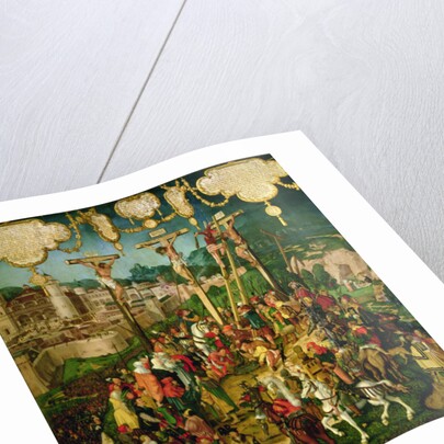 Crucifixion, central panel of the Mompelgarter Altarpiece by Matthias Gerung or Gerou