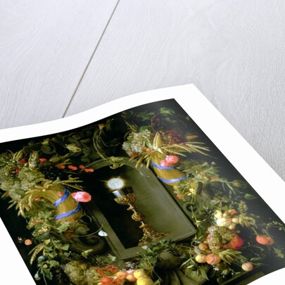 Communion cup and host, encircled with a garland of fruit by Jan Davidsz. de Heem