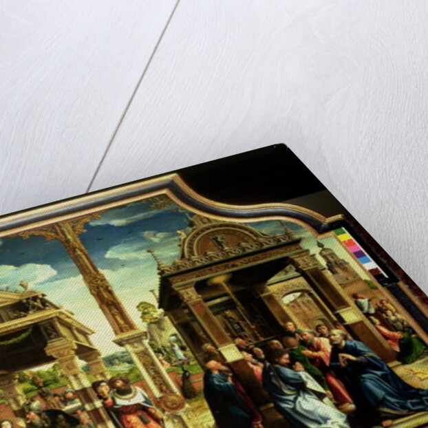 St. Thomas and St. Matthew Altarpiece, centre panel of triptych depicting scenes from the lifes of the two saints including St. Thomas's martyrdom, c.1515 by Bernard van Orley