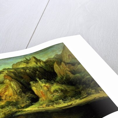 Mountain Landscape with a surprise attack, c.1585 by Lucas van Valckenborch