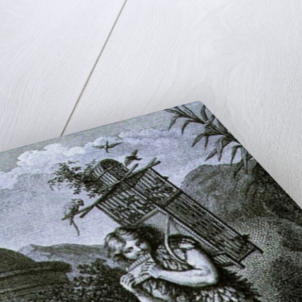 Papageno: 'I am the birdcatcher, yes! Always cheerful, fiddle-di-i, fiddle-di-da!' by Johann Heinrich (after) Ramberg