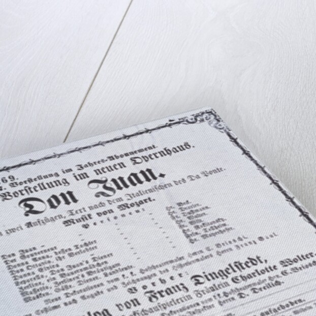 Poster advertising a performance of 'Don Juan' by Wolfgang Amadeus Mozart May 1869 by Austrian School