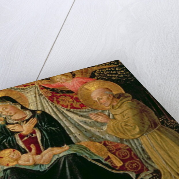 Madonna and Child with St. Francis and the donor Fra Jacopo da Montefalco and St. Bernardino of Siena, c.1452 by Benozzo di Lese di Sandro Gozzoli
