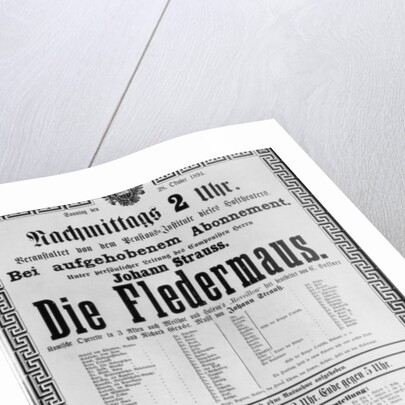 Poster advertising 'Die Fledermaus' by Johann Strauss the Younger by Austrian School
