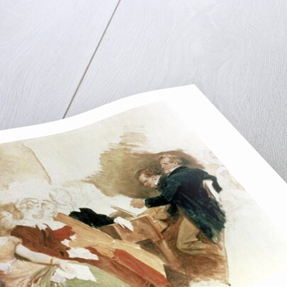 Study for An Evening at Baron von Spaun's: Schubert at the piano among his friends, including the operatic baritone Johann Vogl by Moritz Ludwig von Schwind