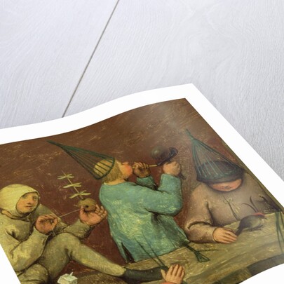 Children's Games: detail of left-hand section showing children making toys and blowing bubbles, 1560 by Pieter the Elder Bruegel