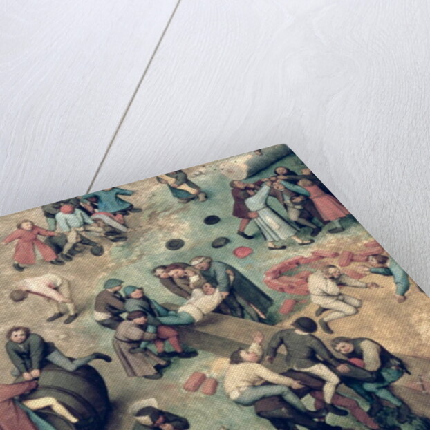 Children's Games: detail of bottom right-hand corner depicting children playing with bricks, hoops and a barrel, 1560 by Pieter the Elder Bruegel