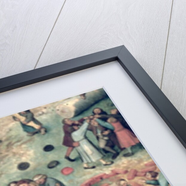 Children's Games: detail of bottom right-hand corner depicting children playing with bricks, hoops and a barrel, 1560 by Pieter the Elder Bruegel