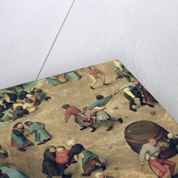 Children's Games: detail of left-hand section showing children bowling hoops, doing handstands, playing with a hobby-horse and other games, 1560 by Pieter the Elder Bruegel