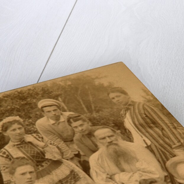 The author Leo Tolstoy with his family in Yasnaya Polyana by Count Semyon Semyonovich Abamelek-Lazarev