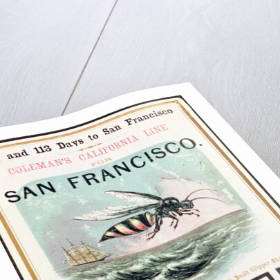 Poster advertising the 'Hornet' clipper ship from New York to San Francisco by American School