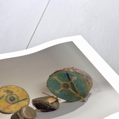 A collection of American Indian drums by School American