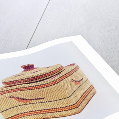 Salish basket depicting birds by School American