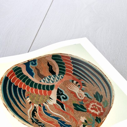 Roundel with feng-huang and tree peony by School Chinese