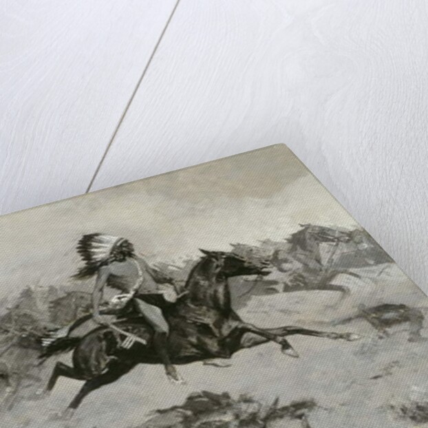 Rushing Red Lodges Passed through the Line, c.1900 by Frederic Remington