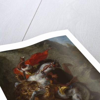 Arab Horseman Attacked by a Lion, 1849-50 by Ferdinand Victor Eugene Delacroix