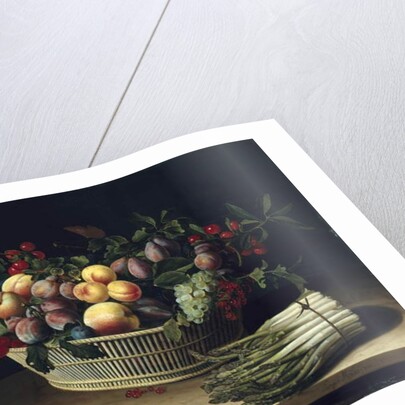 Still life with a basket of fruit and a bunch of asparagus, 1630 by Louise Moillon